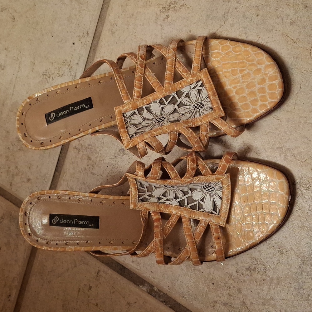 Jean Pierre Yellow Faux Snake Print Heels
